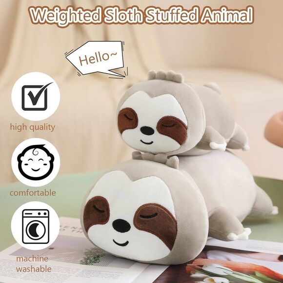 Sqeqe Weighted Sloth Plush, Weighted Sloth Stuffed Animal For Anxiety, Cute Slo - Picture 2 of 7